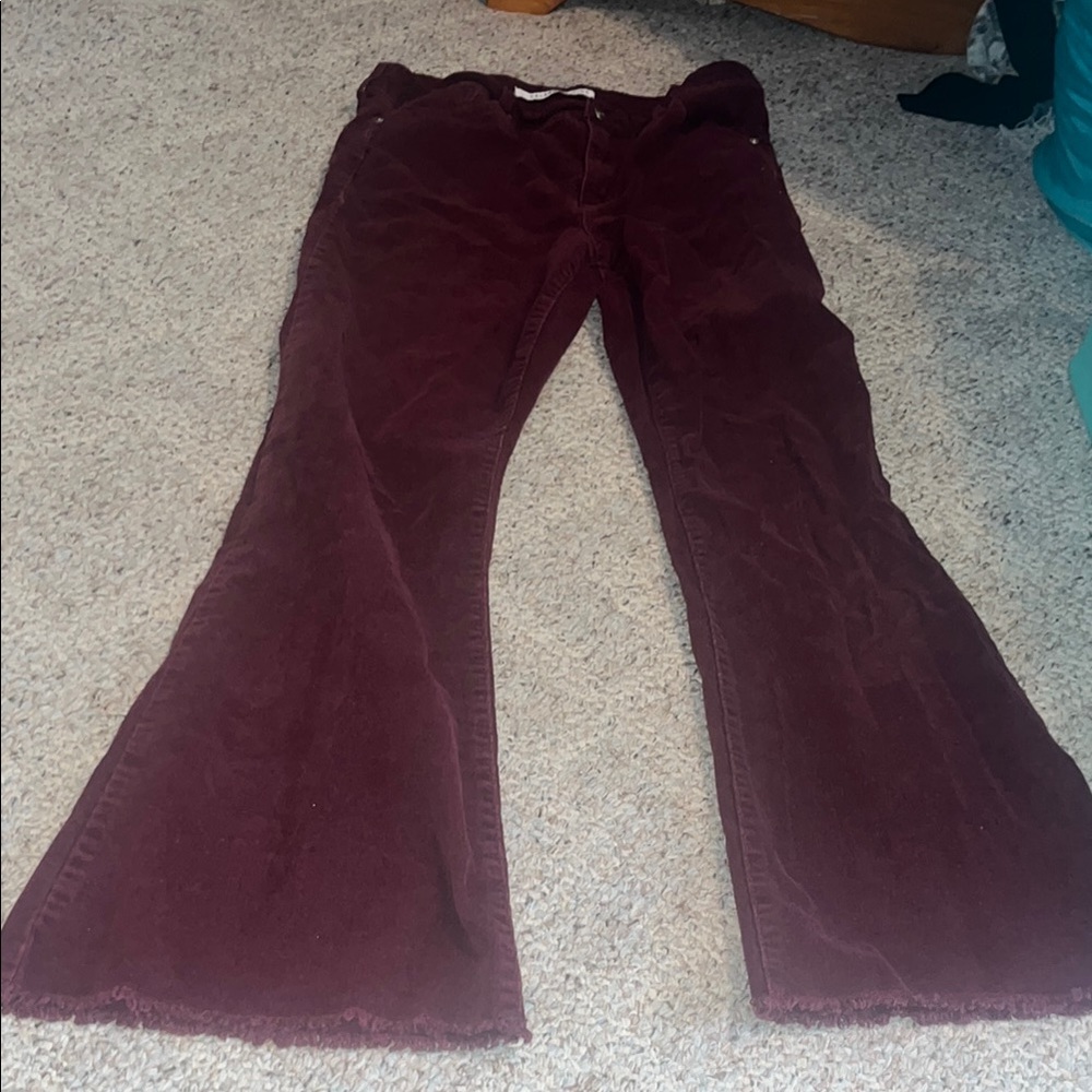 Burgundy Corduroy Flare Pants